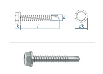 6,3 x 70mm Bohrschrauben Sechskantkopf DIN7504 Stahl verzinkt (10 Stk.)