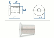 M3 x 7mm Hülsenmutter mit Senkkopf ISK Edelstahl A1...