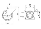 100 x 35mm Lenkrolle Edelstahl hitzebeständig bis 280°C (1 Stk.)