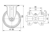 100 x 35mm Bockrolle Edelstahl hitzebeständig bis 280°C (1 Stk.)