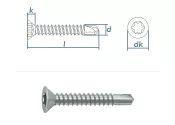 5,5 x 25mm Bohrschrauben Senkkopf TX DIN7504 Stahl...