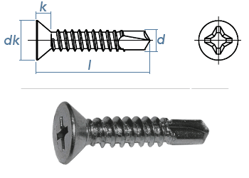 5,5 x 50mm Bohrschrauben Senkkopf PH DIN7504 Stahl verzinkt  (10 Stk.)