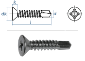 6,3 x 19mm Bohrschrauben Senkkopf PH DIN7504 Stahl...