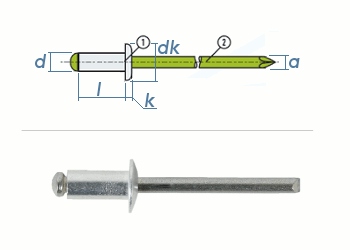 4 x 10mm Blindniete Alu/Edelstahl A2 DIN7337 (10 Stk.)