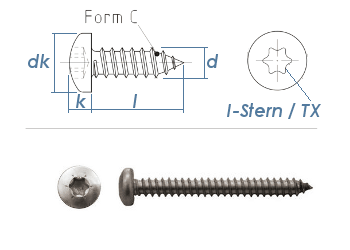 4,2 x 16mm Blechschrauben Linsenkopf TX verzinkt DIN7981-C  (100 Stk.)