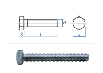 M5 x 12mm Sechskantschrauben DIN933 Vollgewinde Stahl verzinkt FKL8.8 (100 Stk.)