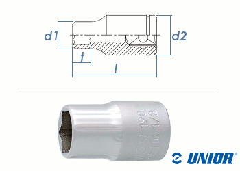 SW19 UNIOR Sechskant-Steckschlüssel mit 1/2" Antrieb verchromt  (1 Stk.)