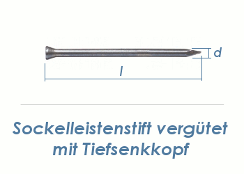 1,4 x 25mm Sockelleistenstifte vergütet Stahl blank (100 Stk.)