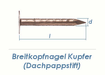 2,8 x 30mm Dachpappstifte Kupfer (100g = ca. 63Stk.)