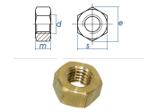 M8 Sechskantmuttern DIN934 Messing blank (10 Stk.)