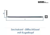 SW10 x 224mm WGB Sechskant-Stiftschlüssel mit...