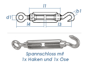 M5 Spannschloss mit 1 Ösen & 1 Haken Edelstahl...