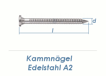 4 x 60mm Kamm Nägel Edelstahl A2 (10 Stk.)