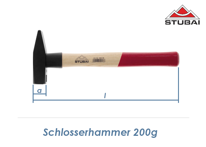 200g STUBAI Schlosserhammer mit Holzstiel und Schlagsch
