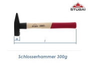 300g UNIOR Schlosserhammer mit Holzstiel und Schlagschutz...