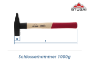 1000g UNIOR Schlosserhammer mit Holzstiel und...