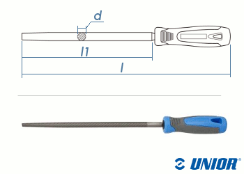 250mm UNIOR Rundfeile Halbschlicht (Halbfein) mit 2-K Griff (1 Stk.)