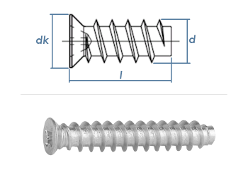 6,3 x 15mm Euroschrauben mit 7,7mm Senkkopf verzinkt (100 Stk.)