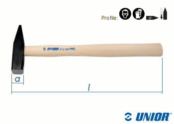 800g UNIOR Schlosserhammer mit Holzstiehl und Schlagsch