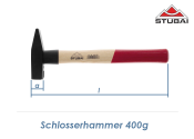 400g STUBAI Schlosserhammer mit Holzstiel und...