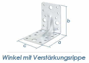 90 x 90 x 65mm Winkel verzinkt mit Verstärkungsrippe (1 Stk.)