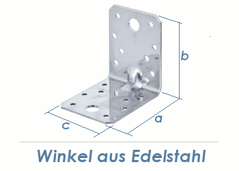 70 x 70 x 55mm Winkel mit Verstärkungsrippe Edelstahl (1 Stk.)