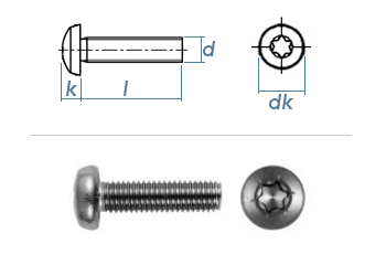 M8 x 20mm Linsenkopfschrauben TX DIN7985 Edelstahl A2  (10 Stk.)