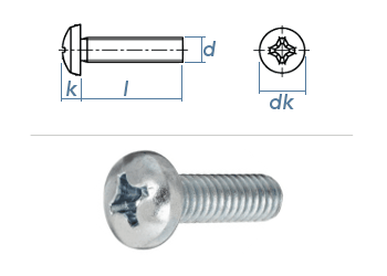 M8 x 30mm Linsenkopfschrauben PH DIN7985 Stahl verzinkt FKL4.8 (10 Stk.)