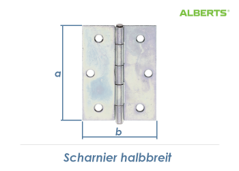 80 x 58mm Scharnier halbbreit verzinkt (1 Stk.)