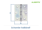80 x 58mm Scharnier halbbreit verzinkt (1 Stk.)