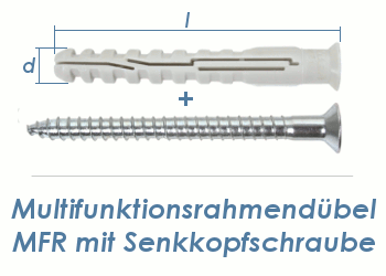 8 x 120mm Multifunktionsrahmendübel inkl. TX30 Schraube (1 Stk.)