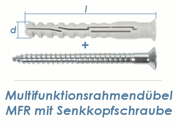 10 x 160mm Multifunktionsrahmendübel inkl. TX40 Schraube (1 Stk.)