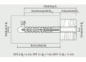 10 x 200mm Multifunktionsrahmendübel inkl. TX40 Schraube (1 Stk.)