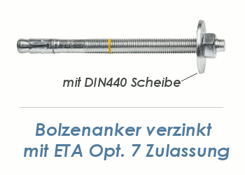 10 Fixanker M20 130/240mm verzinkt Schwerlastanker Bolzenanker ETA-7 
