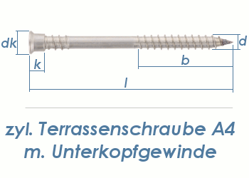 5,5 x 60mm Terrassenschrauben A4 TX mit Unterkopfgewinde (10 Stk.)