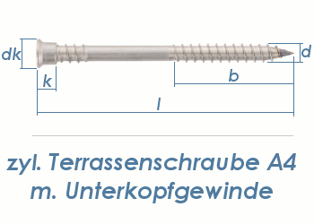 5,5 x 70mm Terrassenschrauben A4 TX mit Unterkopfgewinde (10 Stk.)