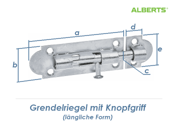 75 x 28mm Grendelriegel mit Knopfgriff verzinkt (1 Stk.)