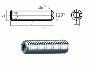 M6 x 6mm Gewindestift mit Ringschneide DIN916 Edelstahl