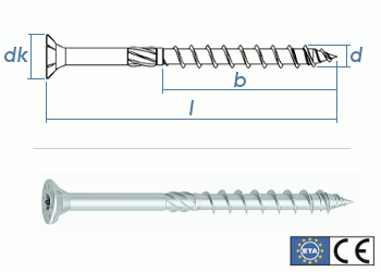 8 x 340mm Konstruktionsschrauben Senkkopf TX verzinkt  (1 Stk.)