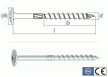 8 x 300mm Konstruktionsschrauben Tellerkopf TX verzinkt (1 Stk.)