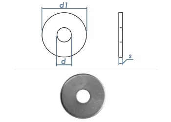 4,3 x 15 x 1mm Kotflügelscheiben Edelstahl A2 (100 Stk.)