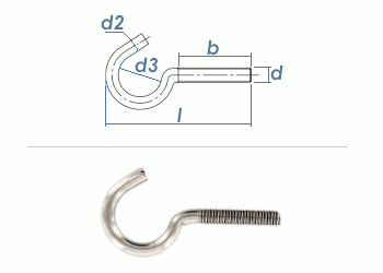 M8 x 80mm Schraubhaken Edelstahl A2 (1 Stk.)