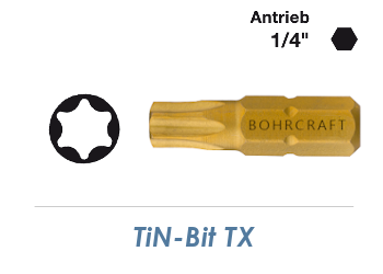 TX10 TiN-Bit  Bohrcraft 25mm lang (1 Stk.)