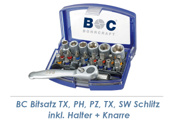 TX, PH, PZ, Schlitz, SW Bitsatz inkl. Halter + Mini-Knarre 24-teilig Bohrcraft (1 Stk.)