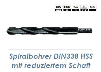 15mm HSS Spiralbohrer rollgewalzt mit reduziertem Schaft (1 Stk.)
