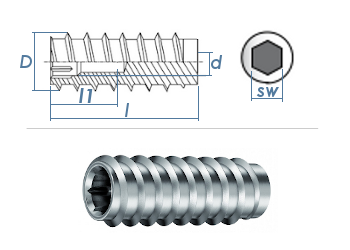 M6 x 40 x AD12mm Rampa Muffe Typ SKL Stahl verzinkt (1 Stk.)