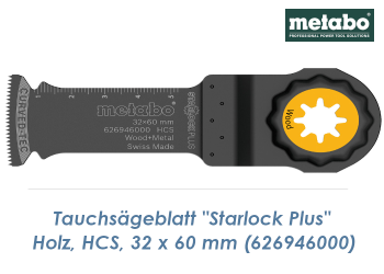 32 x 60mm Metabo HCS Tauchsägeblatt Starlock Plus für Holz  (1 Stk.)