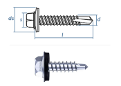 5,5 x 25mm Bohrschrauben m. Sechskantkopf u. Dichtscheibe...