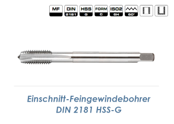 M10x1.25 Einschnitt-Feingewindebohrer DIN2181C HSS-G (1 Stk.)