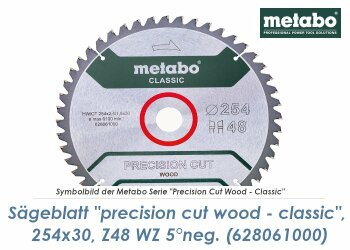 254 x 30mm Metabo Sägeblatt Precision Cut Wood Classic Z48 WZ 5° NEG. (1 Stk.)